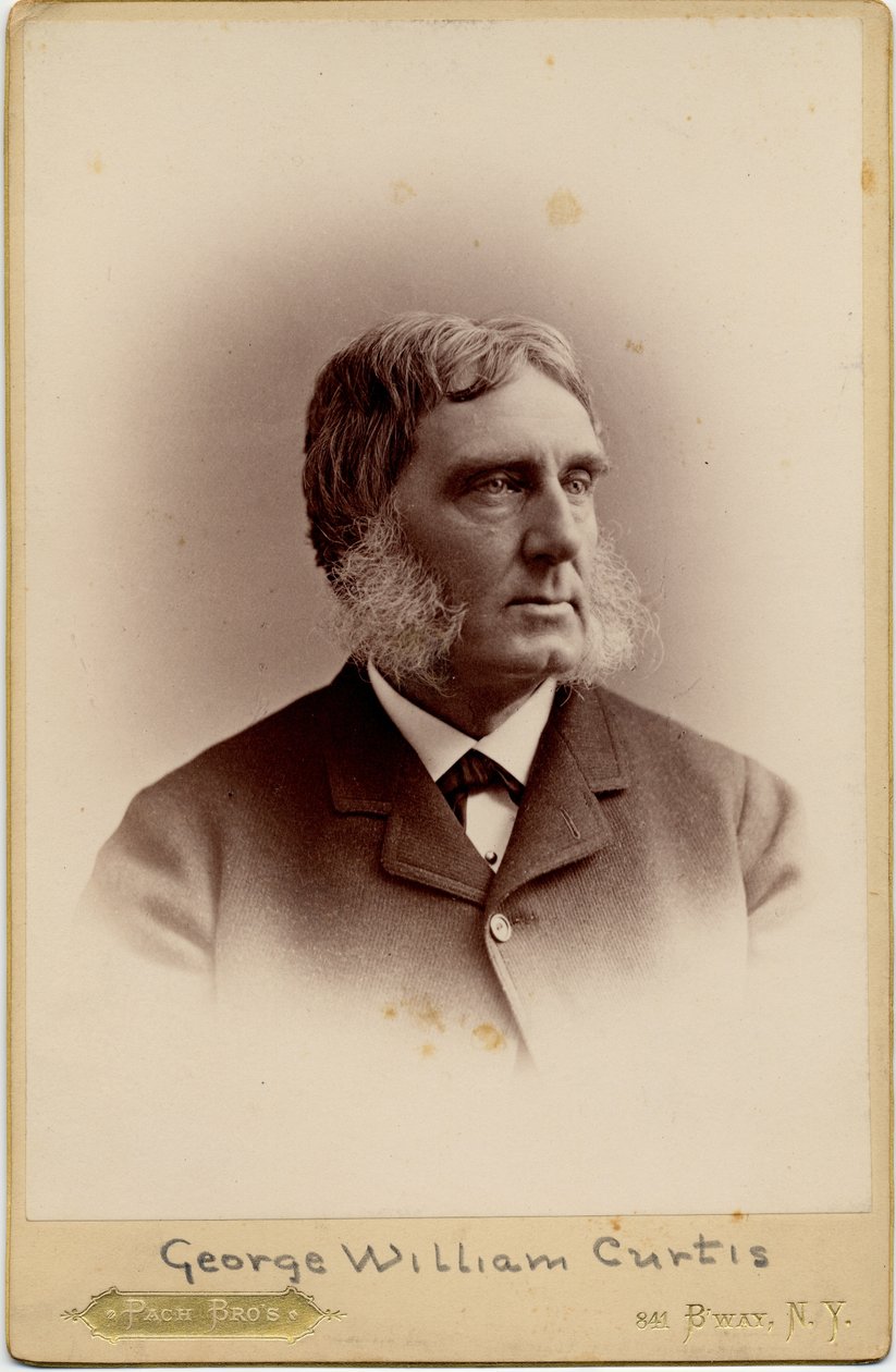 Goerge William Curtis (1824-92) ، كاتب أمريكي ؛ تصوير باخ برذرز ، نيويورك (ألبوم زلالي) بواسطة مصور أمريكي