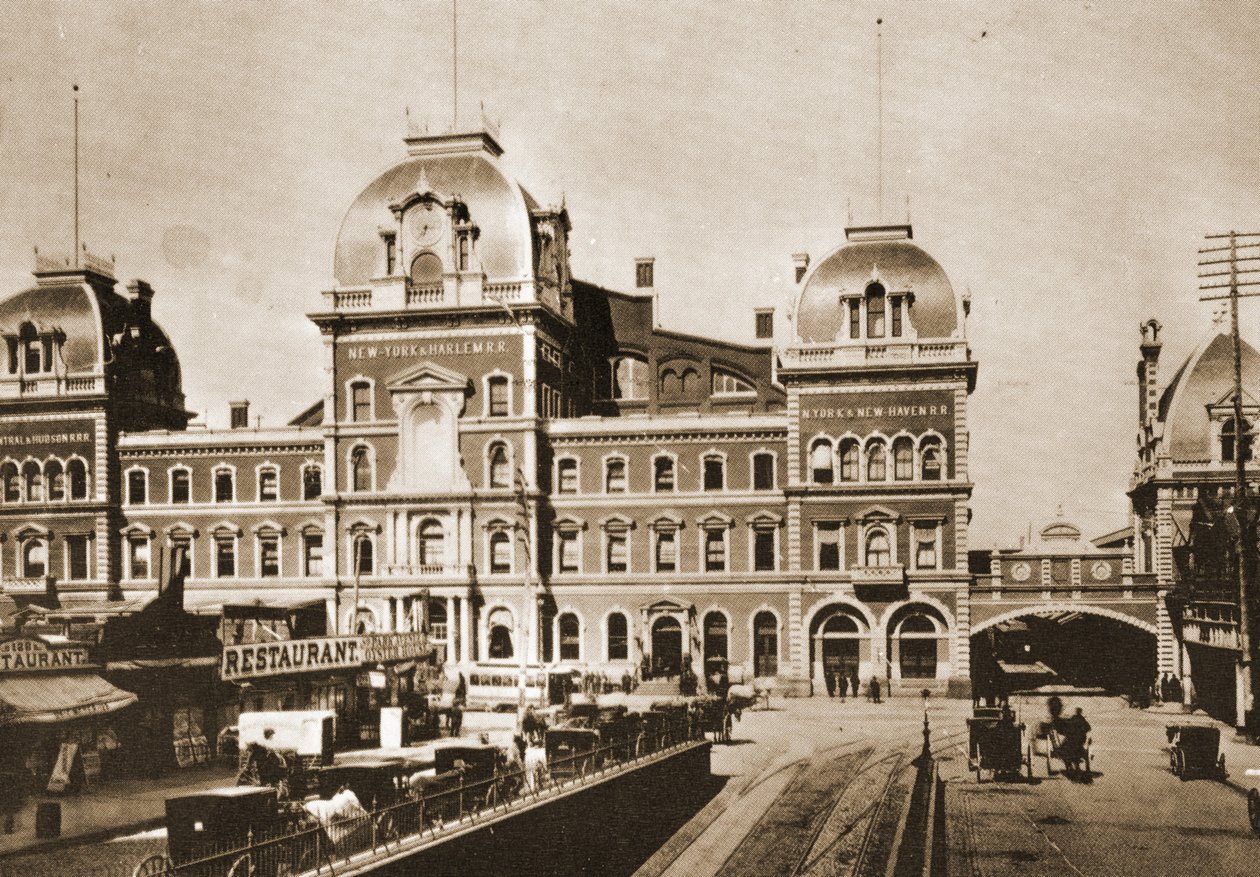محطة جراند سنترال في شارع 42 في بارك أفي ، مدينة نيويورك ، 1887 بواسطة مصور أمريكي