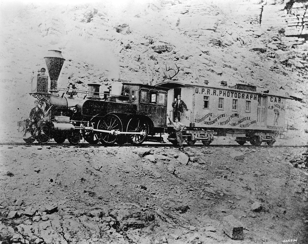 JB Silvis UPRR صورة سيارة بالقرب من Point of Rocks ، وايومنغ ، c.1868 بواسطة مصور أمريكي
