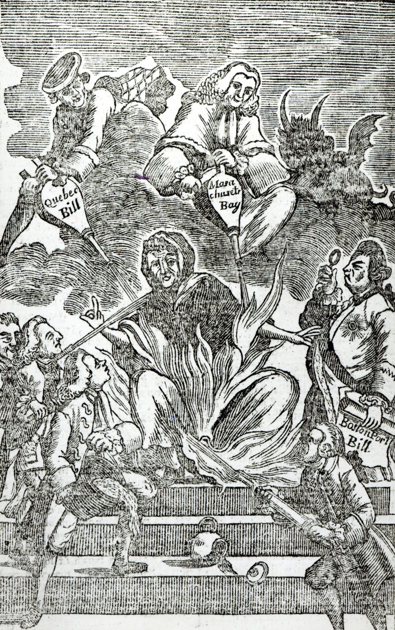 أمريكا في اللهب ، من مجلة Town and Country ، ديسمبر 1774 ، صورة) بواسطة المدرسة الأمريكية