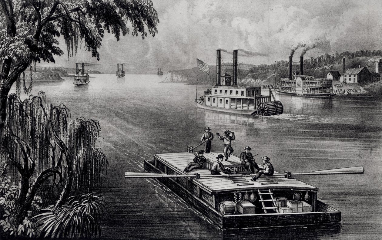 ملزمة أسفل النهر ، حانة. بواسطة Currier و Ives ، 1870 بواسطة المدرسة الأمريكية