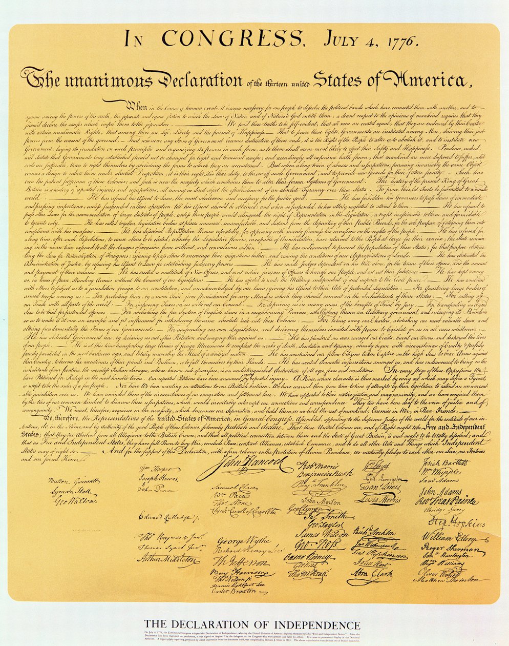 إعلان استقلال 13 الولايات المتحدة الأمريكية لعام 1776 ، 1823 (نقش النحاس) بواسطة المدرسة الأمريكية