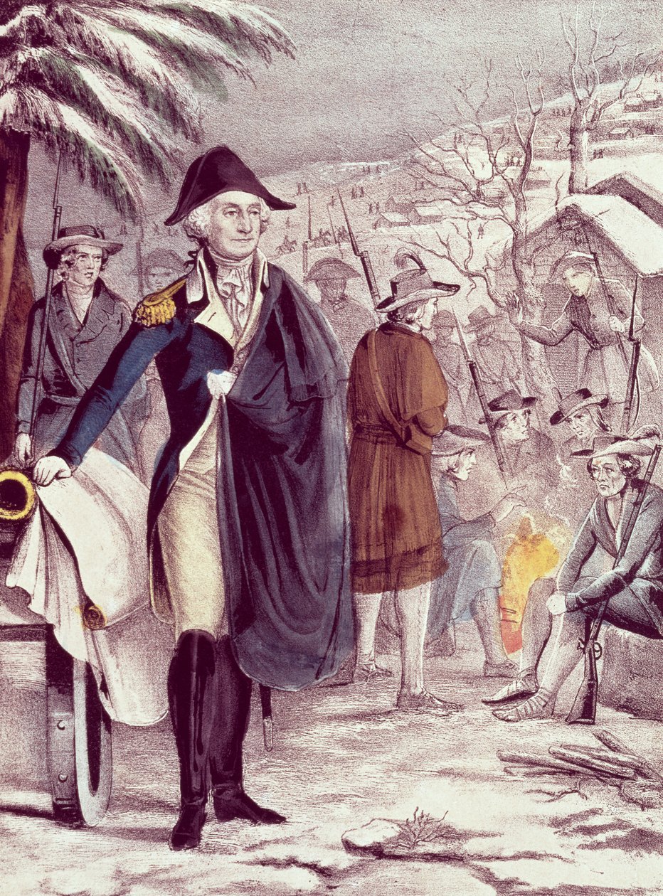 جورج واشنطن في فالي فورج ، في ديسمبر 1777 ، محفور بواسطة ناثانيل كورير (1813-1888) بواسطة المدرسة الأمريكية