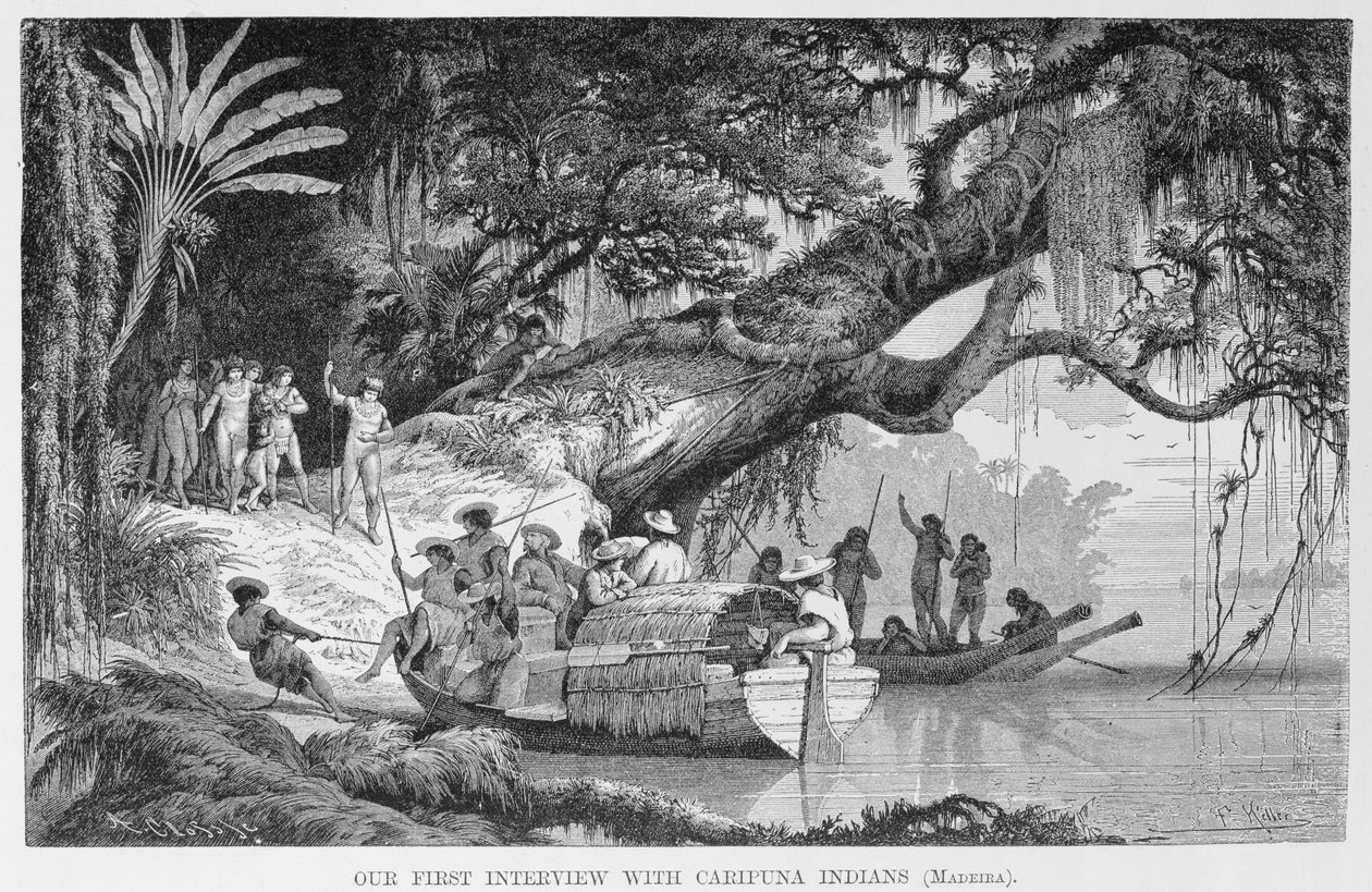 مقابلتنا الأولى مع هنود كاريبونا ، من "نهر الأمازون وماديرا" ، بقلم فرانز كيلر ، 1874 بواسطة المدرسة الأمريكية