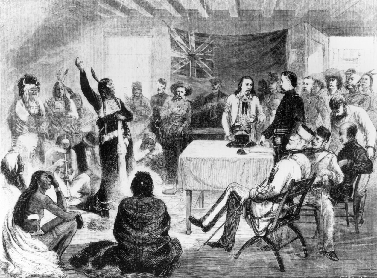 مجلس الثور الجلوس ، 1877 بواسطة المدرسة الأمريكية