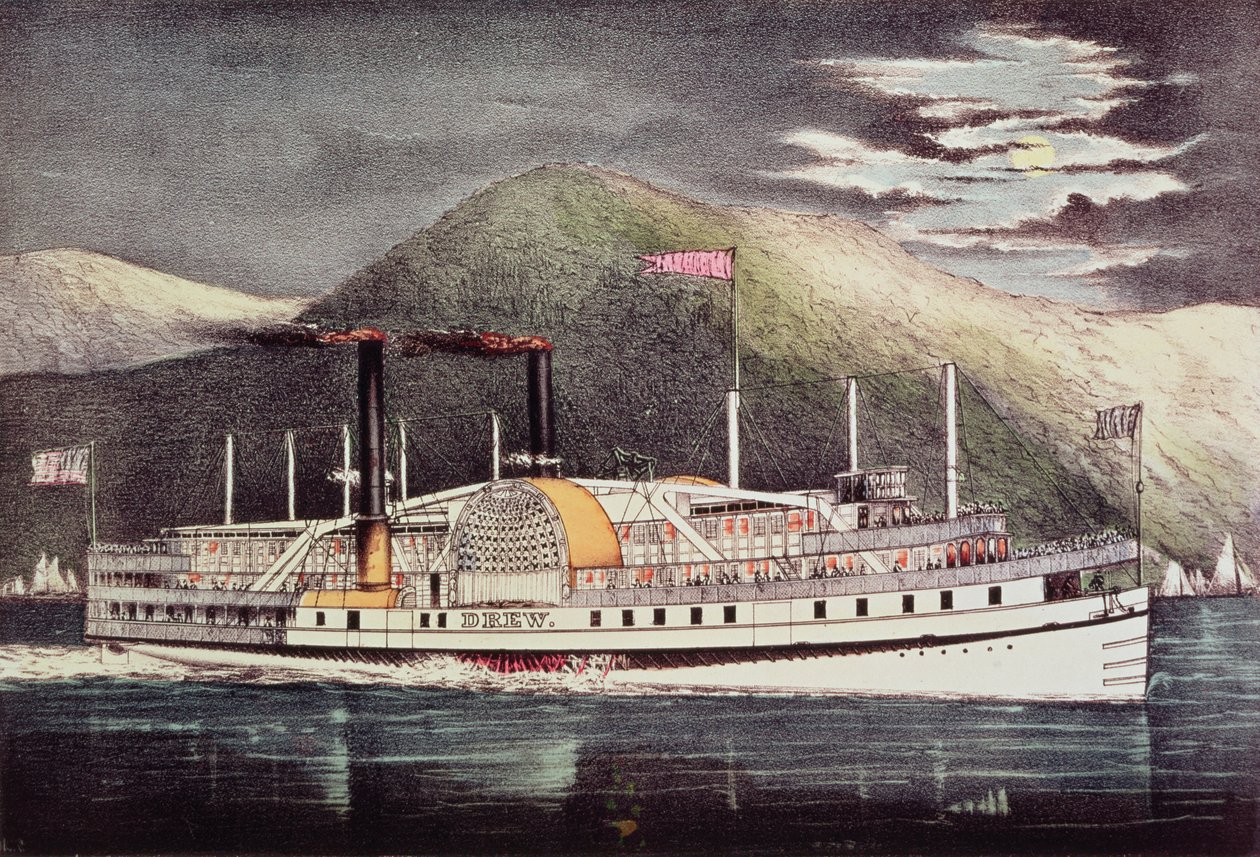 Steamer Drew ، نشره Nathaniel Currier (1813-1888) و James Merritt Ives (1824-95) بواسطة المدرسة الأمريكية