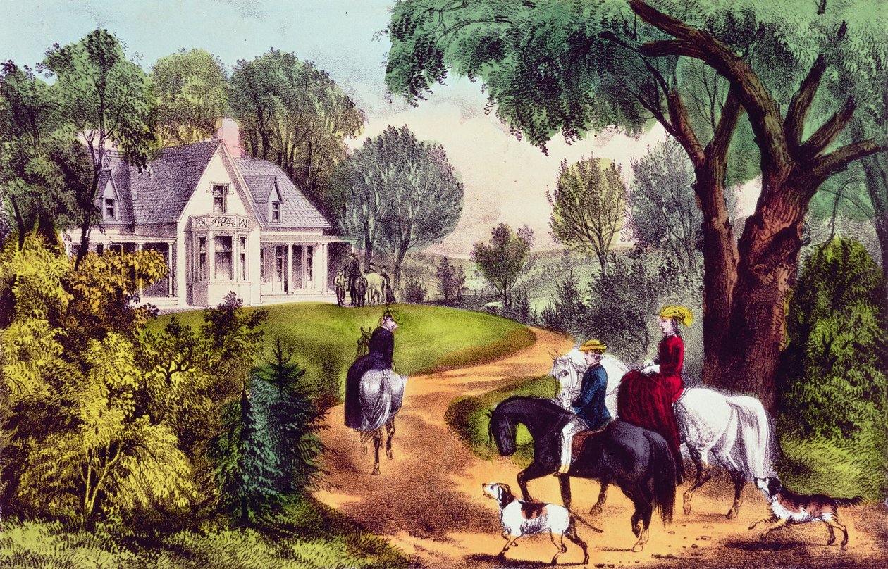 Summer in the Country ، نشره Nathaniel Currier (1813-1888) و James Merritt Ives (1824-95) بواسطة المدرسة الأمريكية