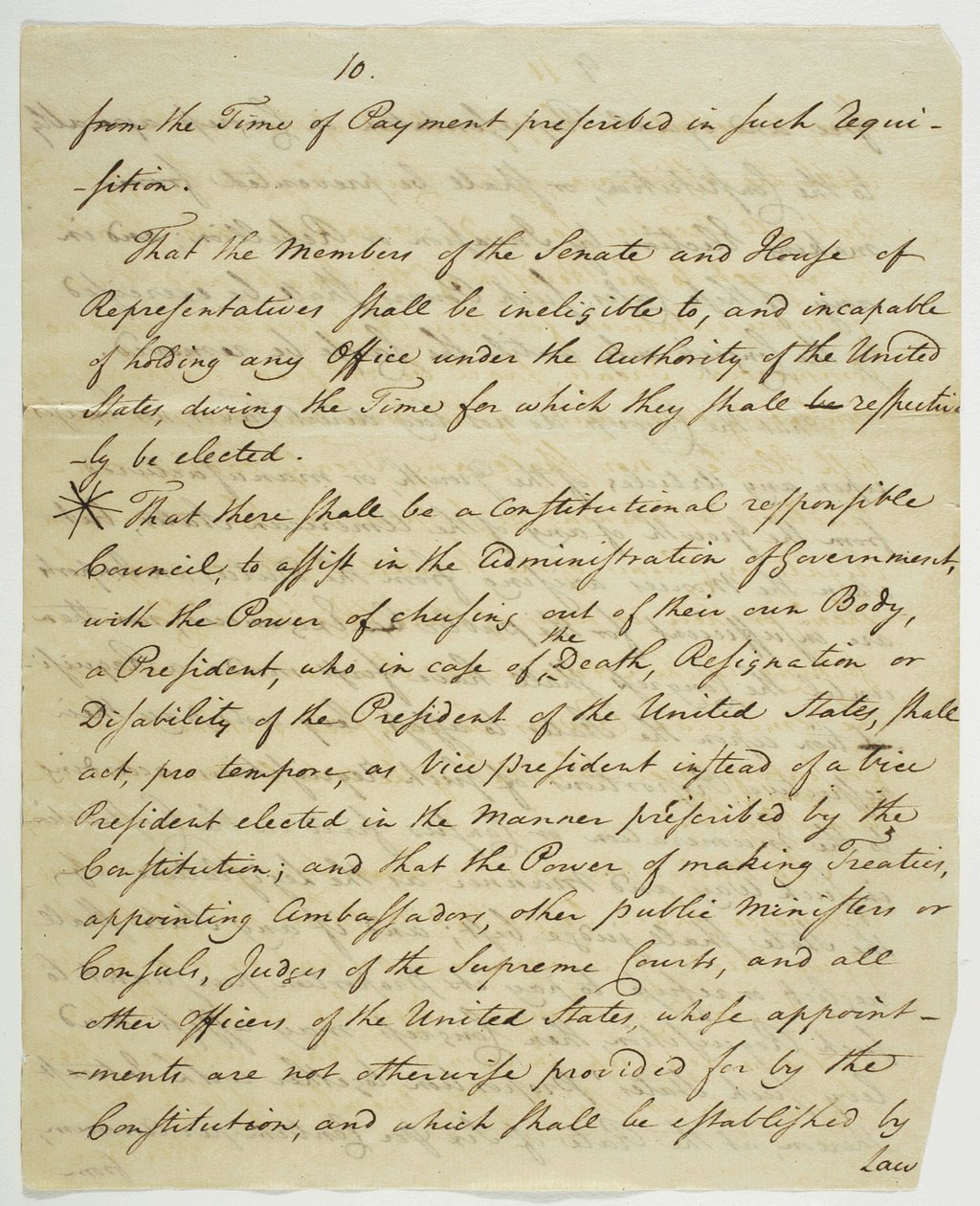 شرعة الحقوق ، نسخة موقعة في القاعة الفيدرالية ، 1789 (بالحبر على الورق) بواسطة المدرسة الأمريكية