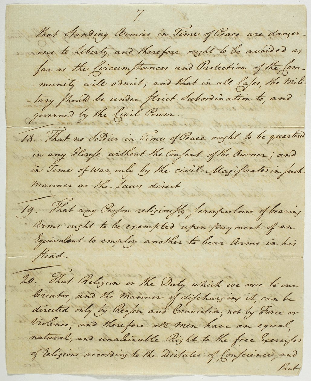 شرعة الحقوق ، نسخة موقعة في القاعة الفيدرالية ، 1789 (بالحبر على الورق) بواسطة المدرسة الأمريكية