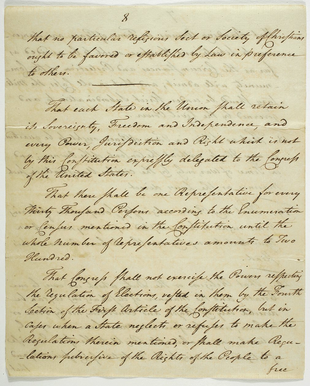 شرعة الحقوق ، نسخة موقعة في القاعة الفيدرالية ، 1789 (بالحبر على الورق) بواسطة المدرسة الأمريكية