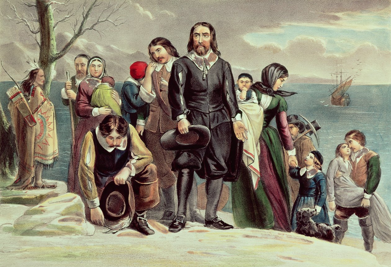 هبوط الحجاج في بليموث ، ماساتشوستس ، 22 ديسمبر 1620 ، نشره كورير أوند آيفيس (انظر أيضًا 97927) بواسطة المدرسة الأمريكية