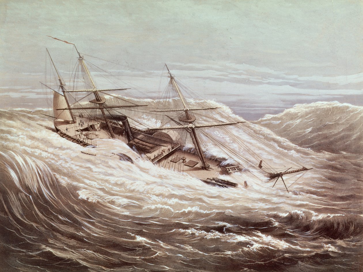 فرقاطة ميسيسيبي البخارية في إعصار ، منقوش بواسطة Currier und Ives ، 1854 بواسطة المدرسة الأمريكية