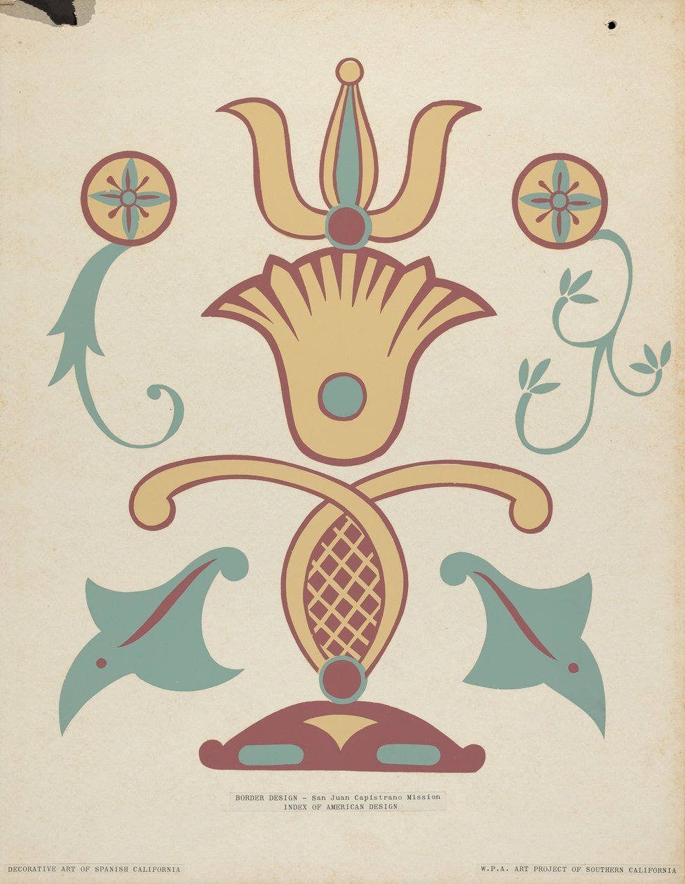 San Juan Capistrano Mission Border Design من حافظة "Art Decorative Art of Spanish California" بواسطة القرن العشرين الأمريكي