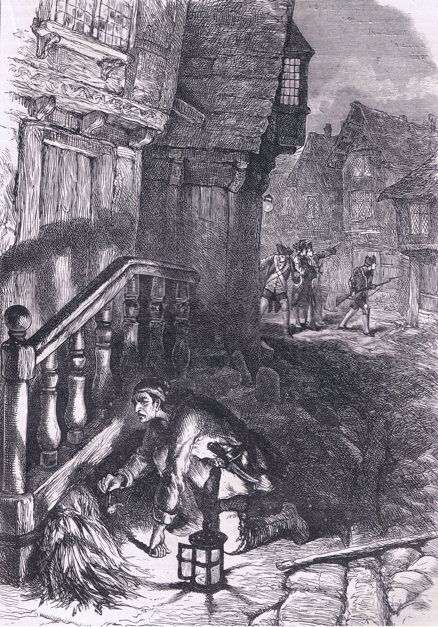 الكشف عن حارق ، رسم توضيحي من Cassells History of the United States نشره Cassell، Petter & Galpin، c1900 (litho) بواسطة مدرسة اللغة الإنجليزية الأمريكية