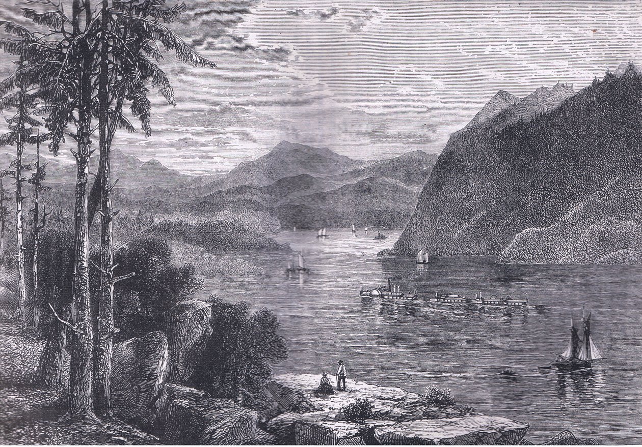 The Hudson Highlands, illustration from Cassells History of the United States published by Cassell, Petter & Galpin, c.1900 (litho) بواسطة مدرسة اللغة الإنجليزية الأمريكية