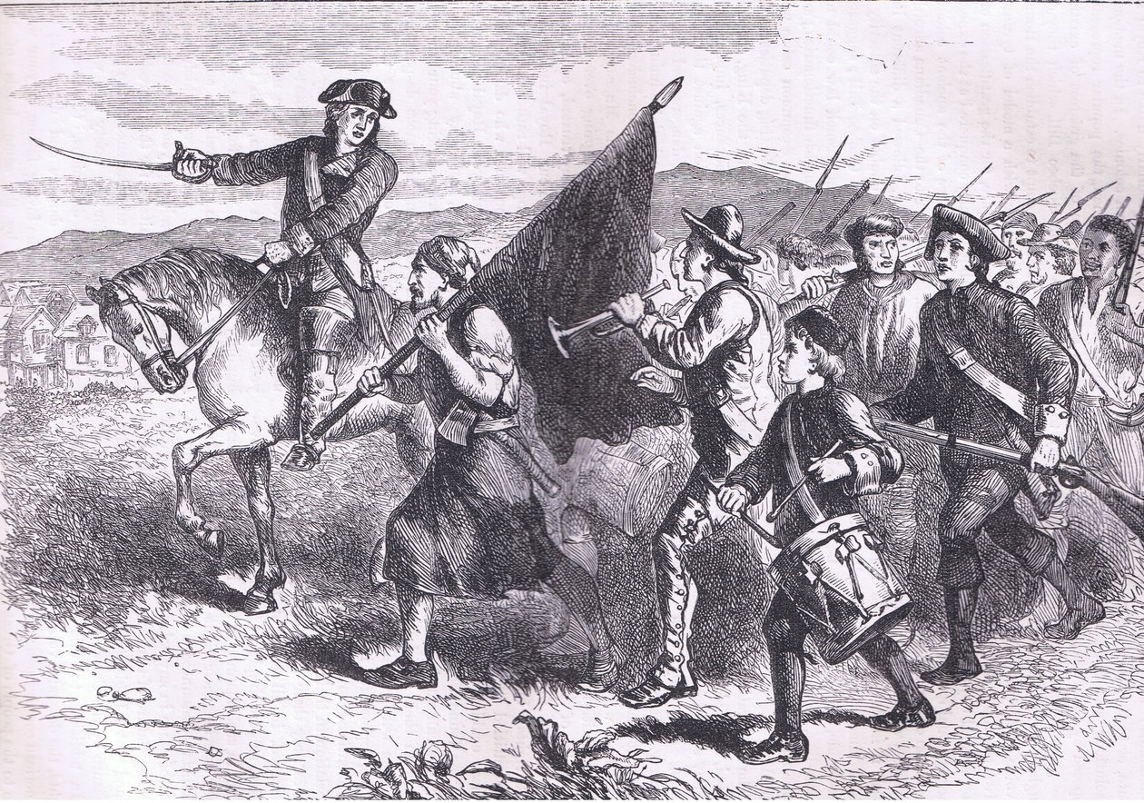 The crowd at Springfield with the black flag, illustration from Cassells History of the United States published by Cassell, Petter & Galpin, c.1900 (litho) بواسطة مدرسة اللغة الإنجليزية الأمريكية