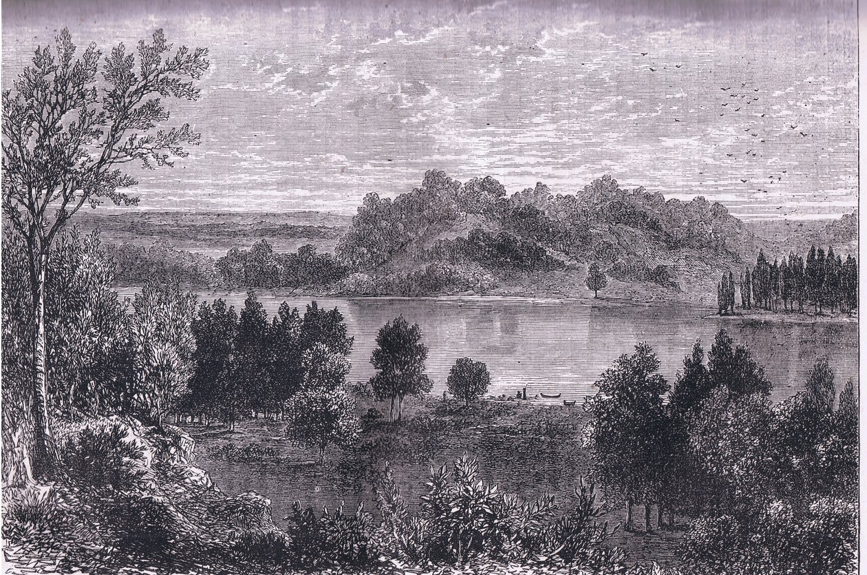 وادي المسيسيبي ، رسم توضيحي من Cassells History of the United States نشره Cassell ، Petter & Galpin ، c1900 (litho) بواسطة مدرسة اللغة الإنجليزية الأمريكية
