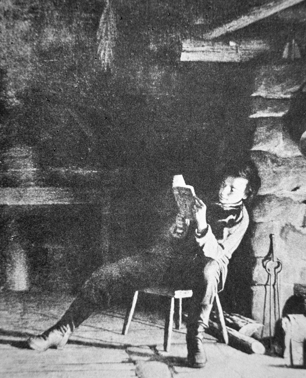Abraham Lincoln (1809-65) as a young boy (b/w photo) بواسطة مصور أمريكي