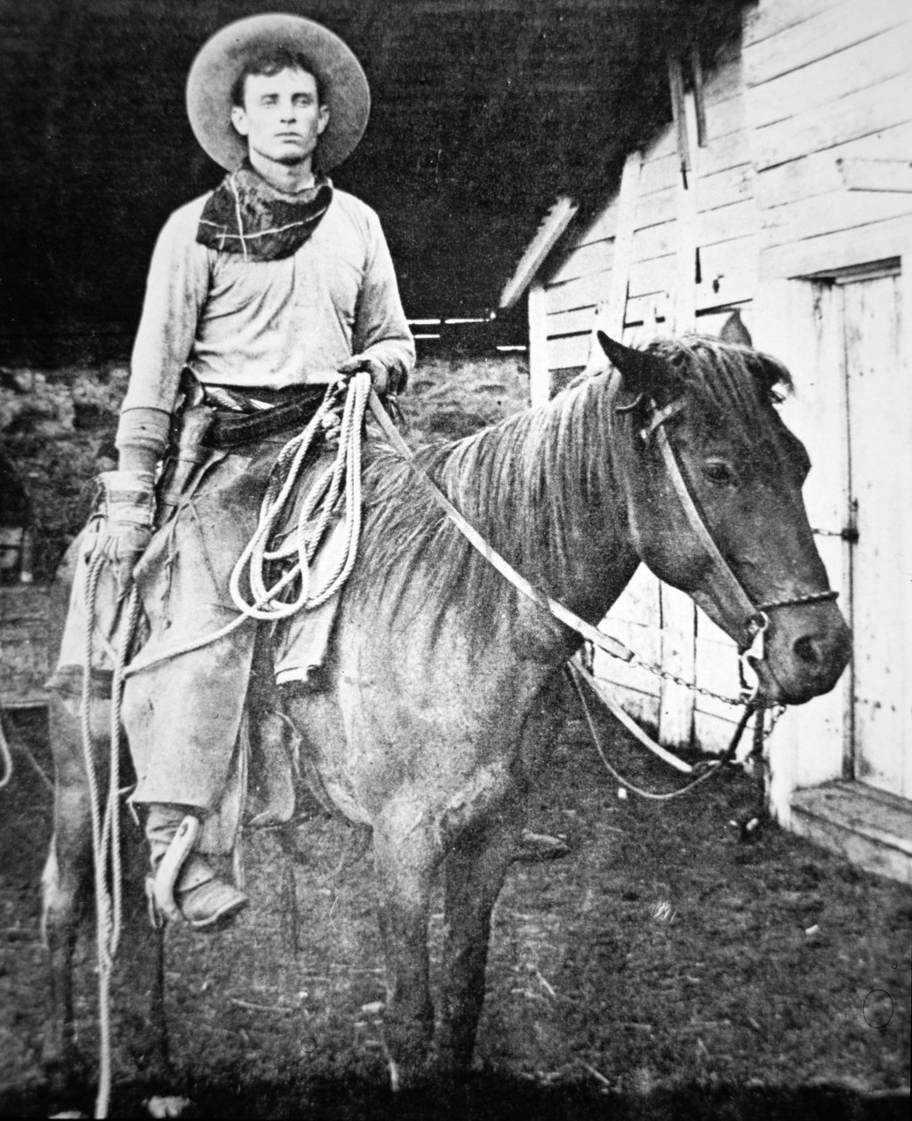 American cowboy in Kansas, c.1880 (b/w photo) بواسطة مصور أمريكي
