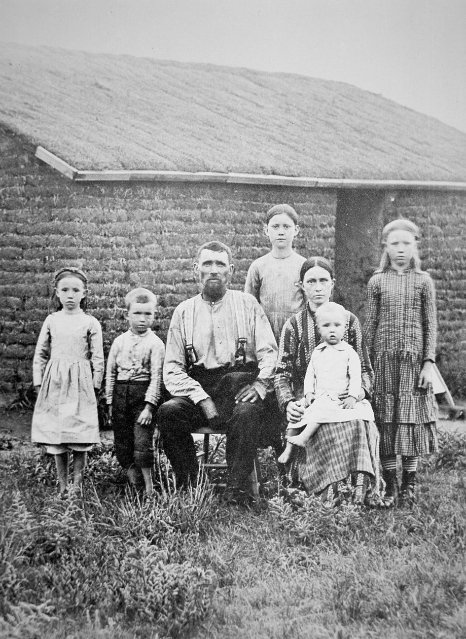 American pioneer family, c.1870 (b/w photo) بواسطة مصور أمريكي