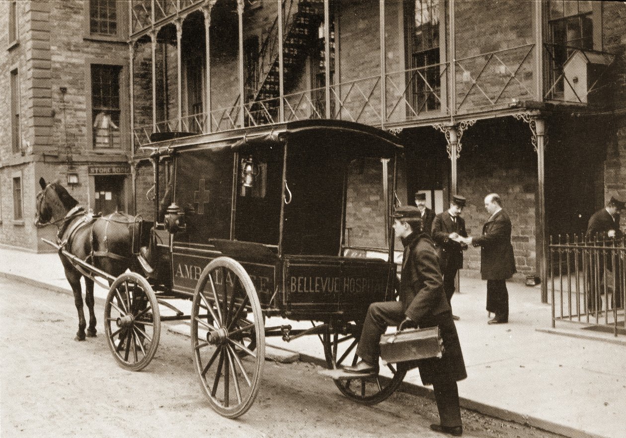 سيارة إسعاف في مستشفى بلفيو ، مدينة نيويورك ، 1896 بواسطة مصور أمريكي
