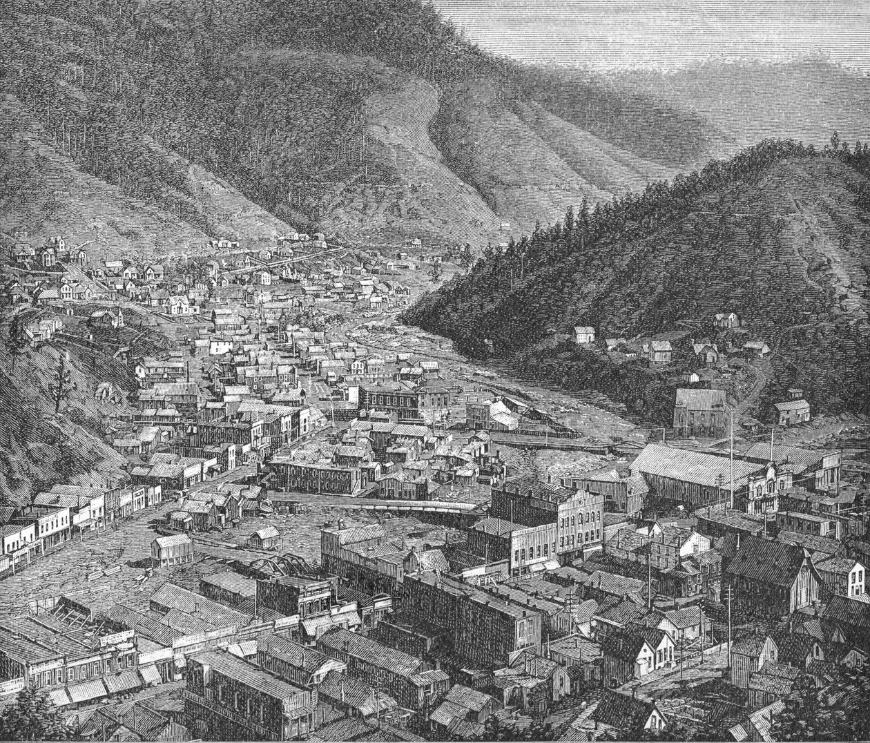 ديدوود ، بلاك هيلز ، رسم توضيحي من "مجلة هاربر الشهرية الجديدة" ، فبراير ١٨٨٩ (نقش) بواسطة مصور أمريكي