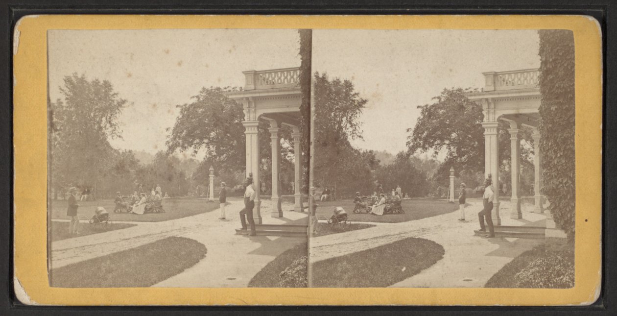 East Lawn and Portico ، Oneida Community ، New York State ، حوالي 1870 (b / w photo) بواسطة مصور أمريكي