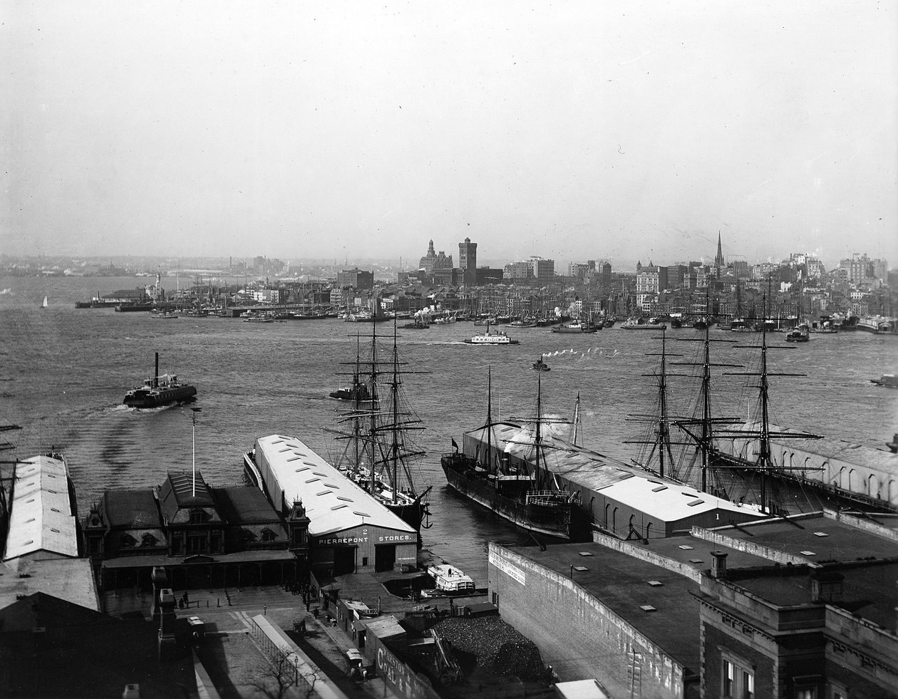 بانوراما ميناء نيويورك ، قبل عام 1900 بواسطة مصور أمريكي