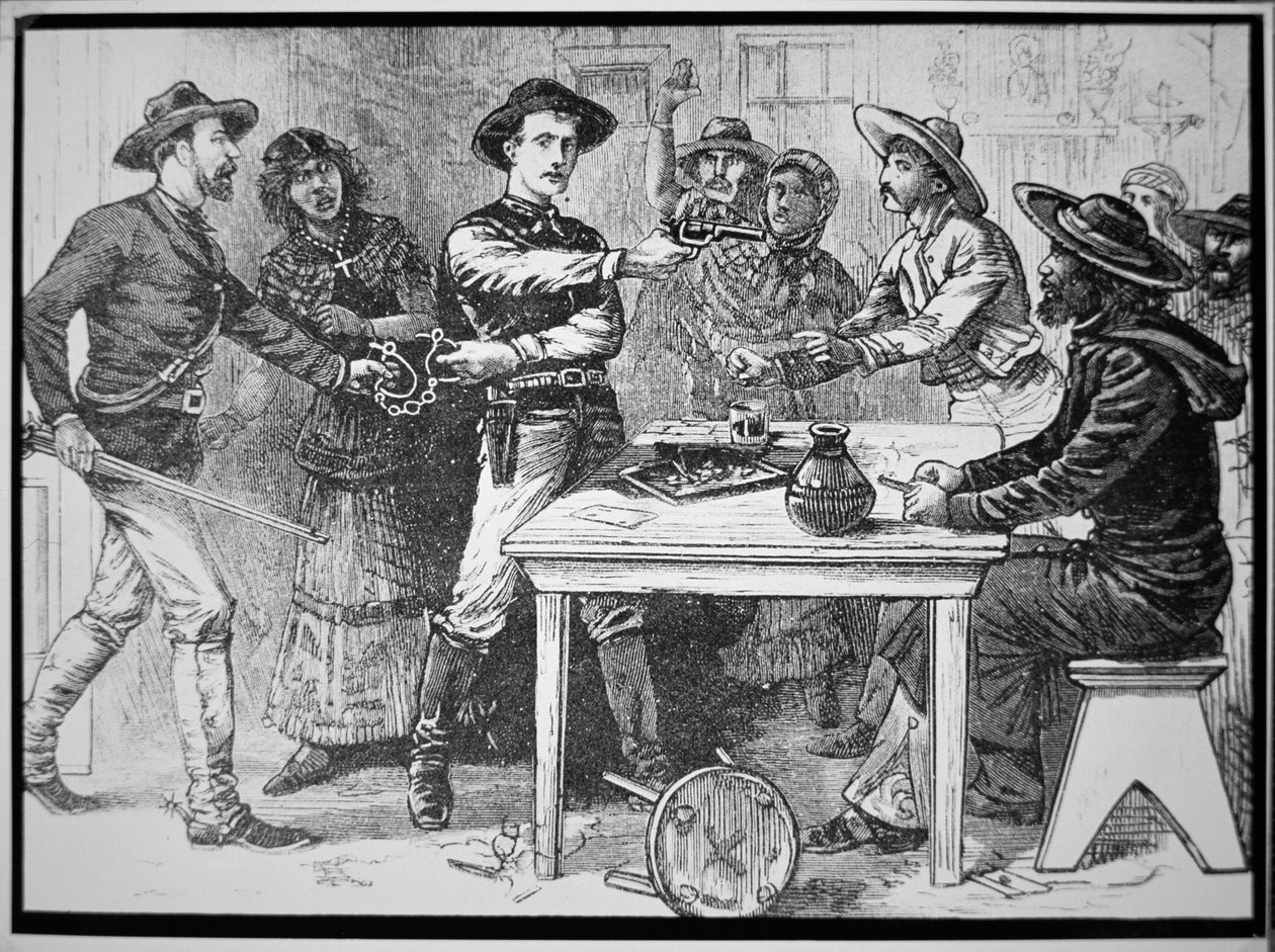 Texas Rangers arresting a Mexican outlaw, c.1880 (engraving) بواسطة مصور أمريكي
