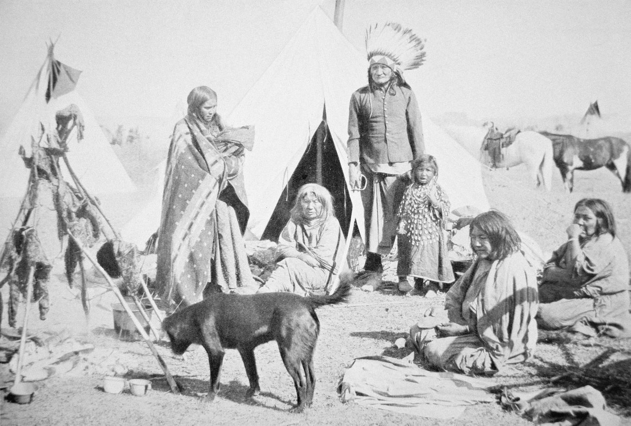 The Sioux Reservation at Pine Ridge, South Dakota, c.1890 (b/w photo) بواسطة مصور أمريكي