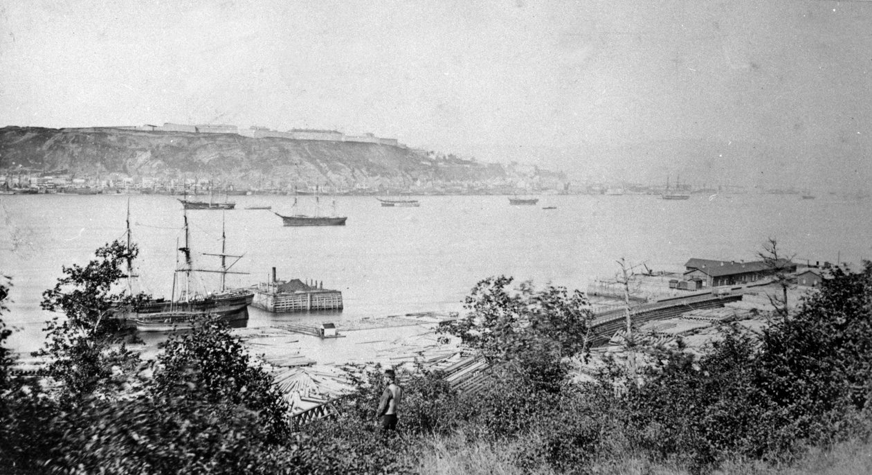 منظر لمدينة كيبيك عبر الميناء ، 1880-95 بواسطة مصور أمريكي