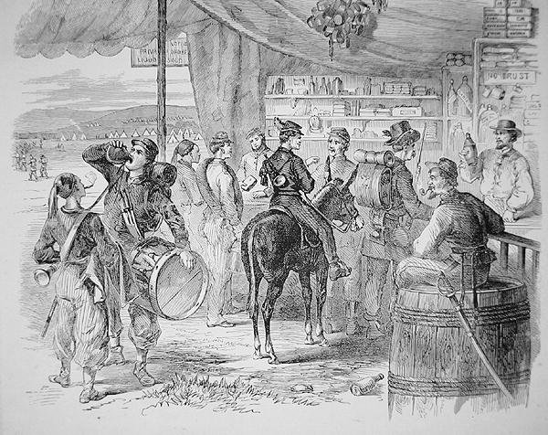 A Sutler's Store ، Harper's Ferry ، Virginia ، من جريدة Frank Leslie's Illustrated ، 29 نوفمبر 1862 (نقش) بواسطة المدرسة الأمريكية