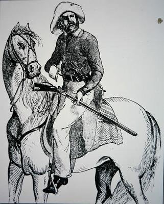 تكساس رينجر ، حوالي عام 1845 (نقش) بواسطة المدرسة الأمريكية