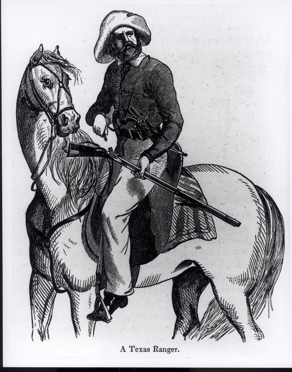 حارس تكساس ، رسم توضيحي من "التاريخ المصور للمكسيك والحرب المكسيكية" بقلم جون فروست ، 1848 بواسطة المدرسة الأمريكية