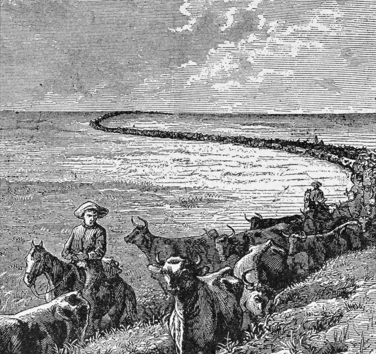 درب في السهول الكبرى ، التوضيح من "هاربر ويكلي" ، 1874 ، من "مسابقة أمريكا ، المجلد 3" ، بقلم رالف هنري غابرييل ، 1926 بواسطة المدرسة الأمريكية