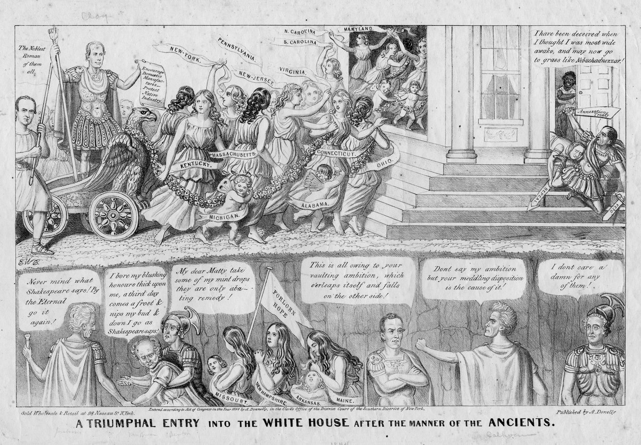 دخول منتصر إلى البيت الأبيض بعد طريقة القدماء ، نشرته A Donnelly ، نيويورك ، 1844 بواسطة المدرسة الأمريكية