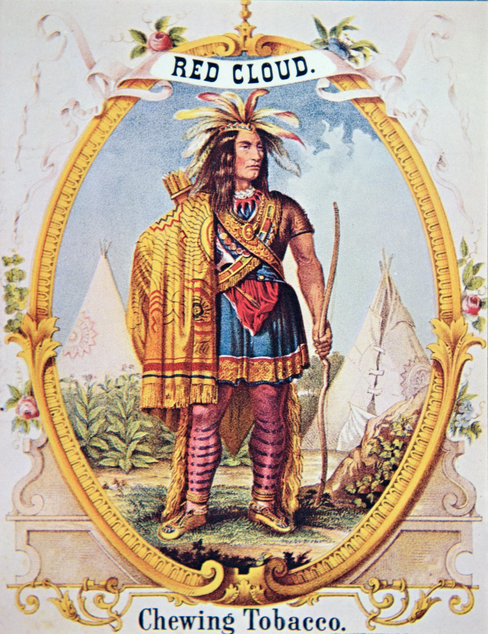 إعلان عن "Red Cloud Tobacco" بواسطة المدرسة الأمريكية