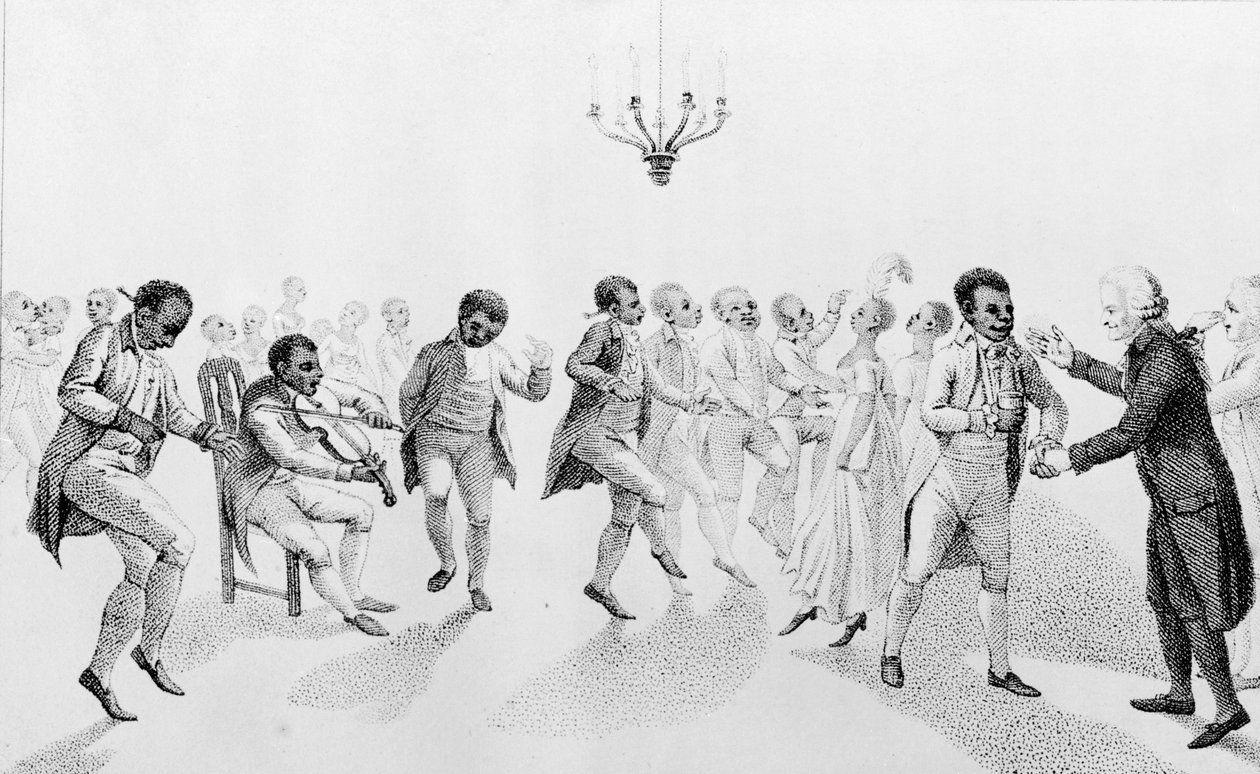 الأمريكيون الأفارقة في كرة مع الحاكم جون هانكوك (1737-1793) من The Echo ، مع قصائد أخرى كتبها ريتشارد Alsop (1761-1815) 1807 بواسطة المدرسة الأمريكية