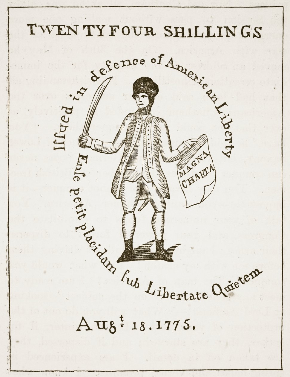 فاتورة الائتمان الأمريكية ، 1775 ، رسم توضيحي من Cassells Illustrated History of England (sepia photo) بواسطة المدرسة الأمريكية