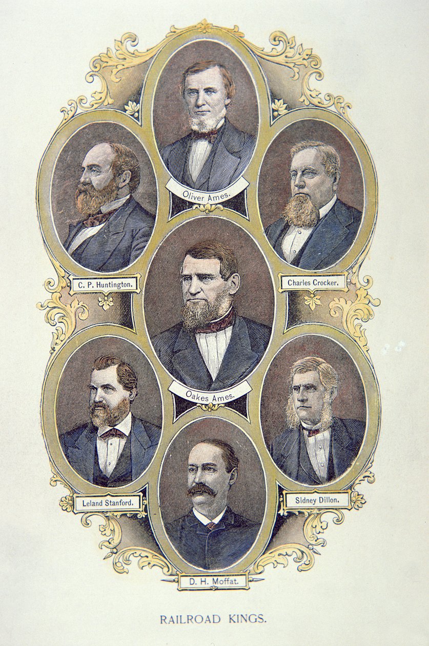 American Railroad Kings (colour litho) بواسطة المدرسة الأمريكية