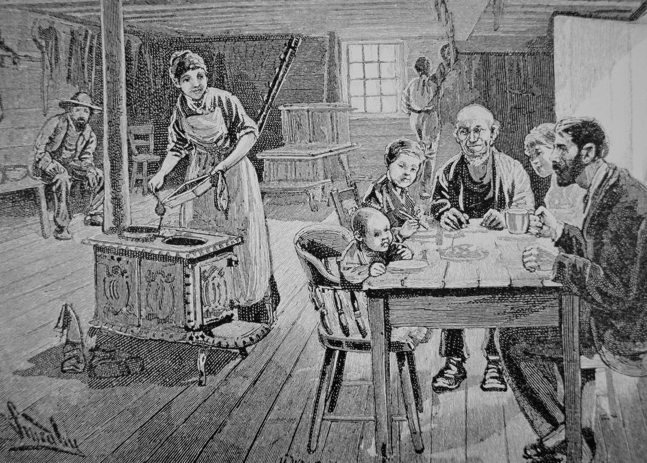 American homestead (engraving) بواسطة المدرسة الأمريكية