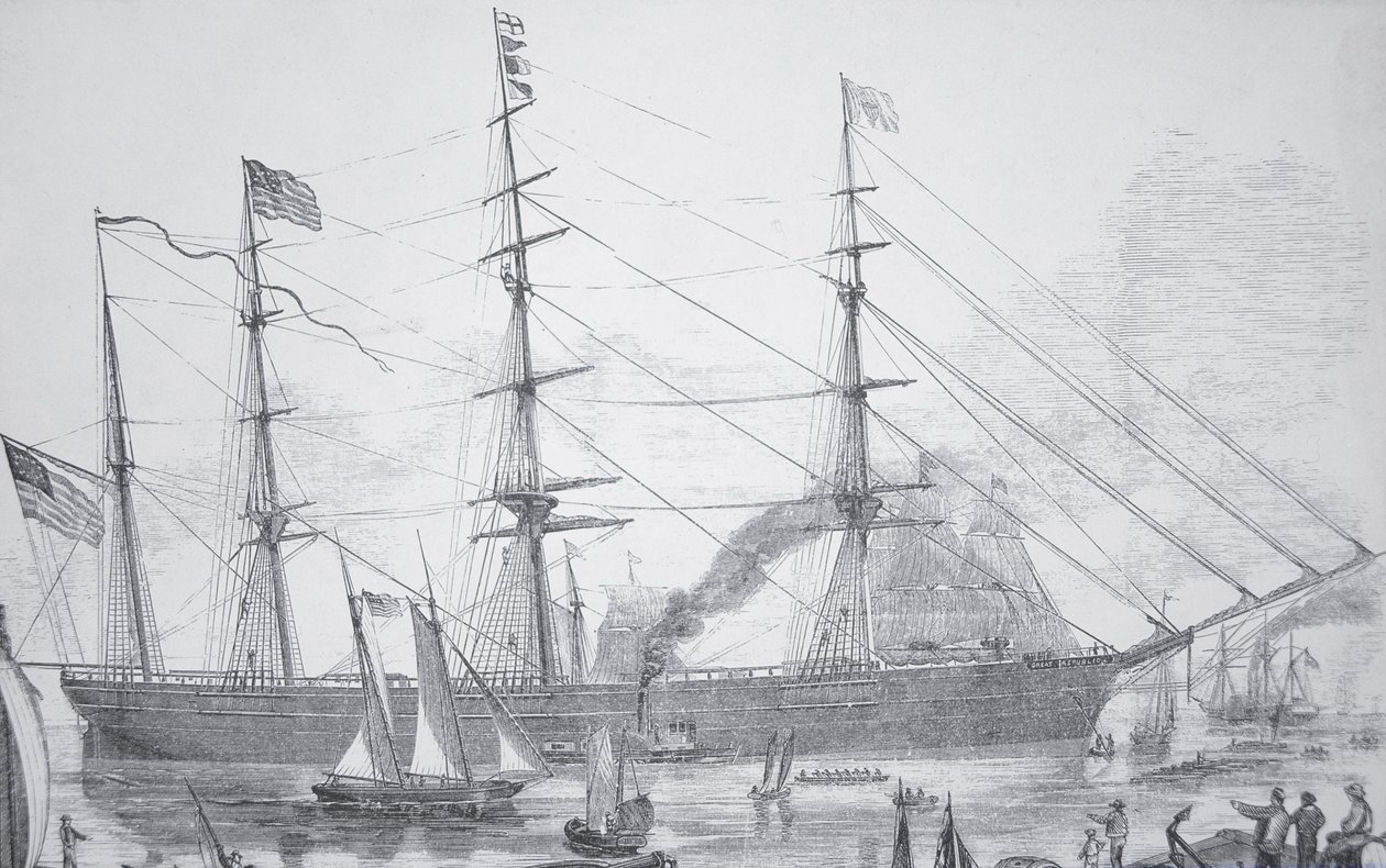 السفينة الشراعية الأمريكية "الجمهورية العظمى" ، حوالي 1853 (نقش) بواسطة المدرسة الأمريكية