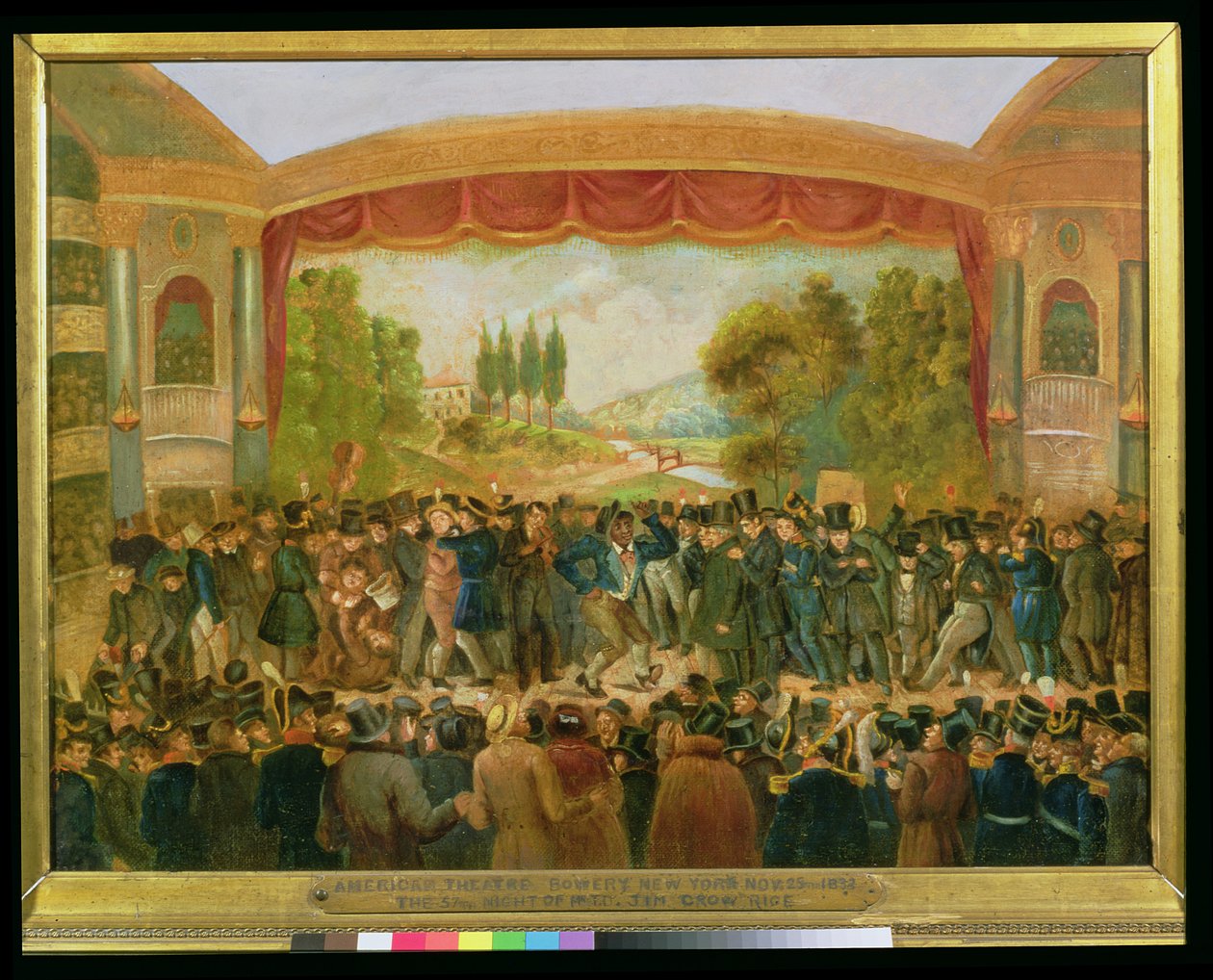 المسرح الأمريكي ، باوري ، نيويورك ، يصور الليلة الـ57 للسيد TD Jim Crow Rice (1808-60) 25 نوفمبر 1833 بواسطة المدرسة الأمريكية