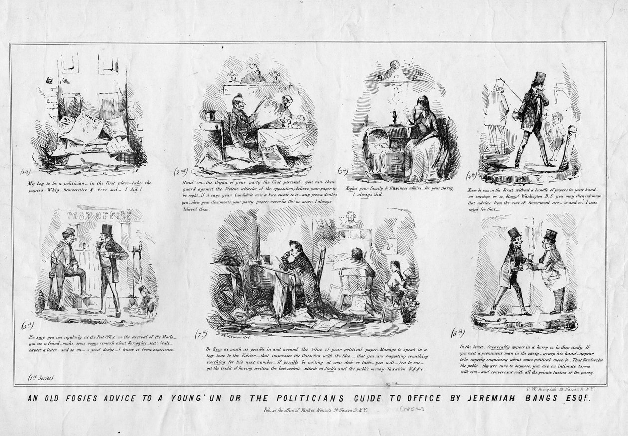 نصيحة ضبابية قديمة لشاب أو دليل السياسيين إلى المكتب بواسطة Jeremiah Banks Esq. ، نشرته TW Strong ، New York ، c.1852 بواسطة المدرسة الأمريكية