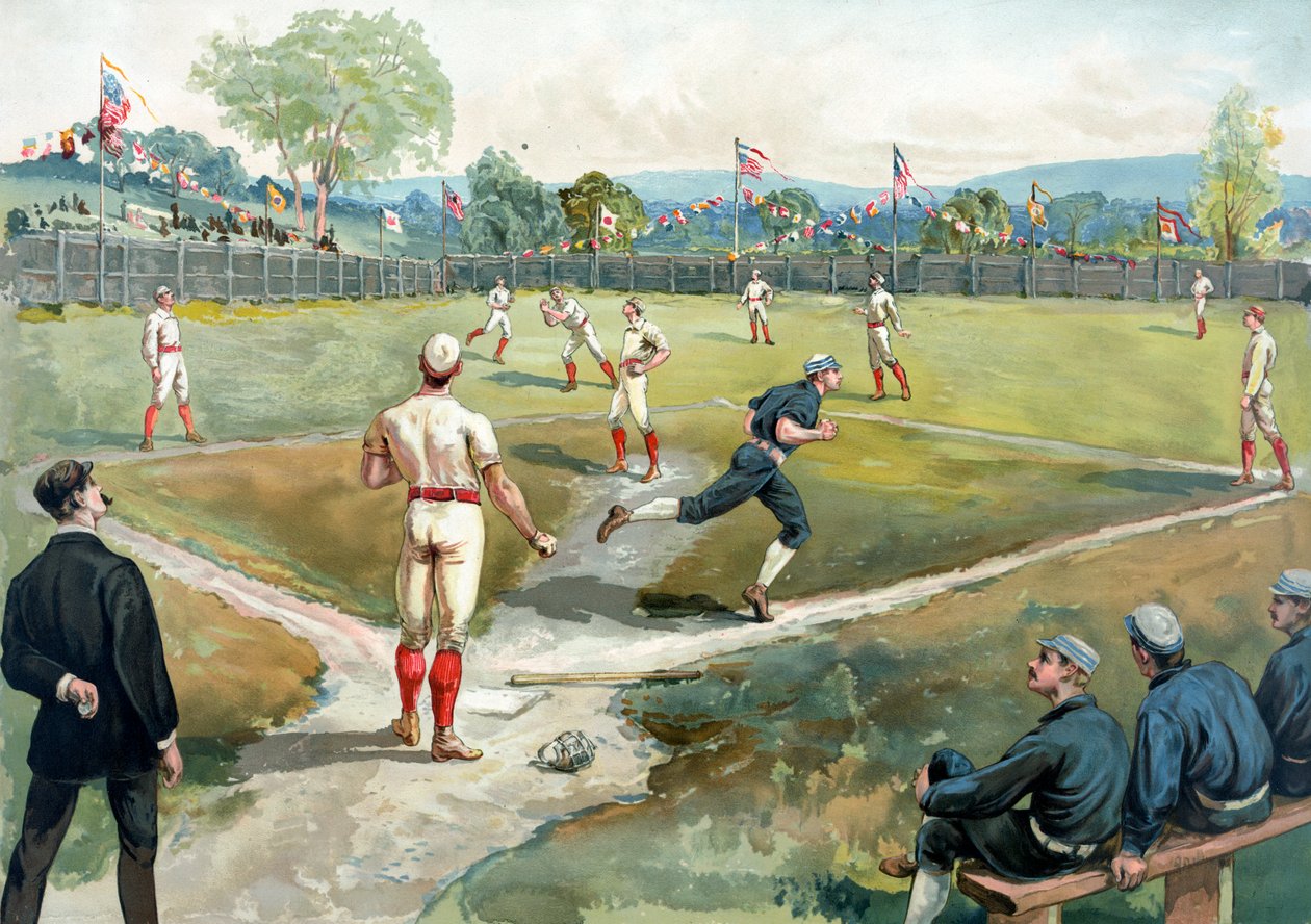 Baseball Game in 1891 New York بواسطة المدرسة الأمريكية