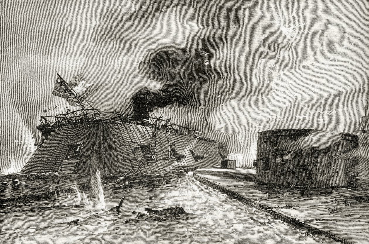 معركة بين المونيتور وميريماك في عام 1862 ، من "تاريخ موجز للولايات المتحدة" ، نشرتها شركة AS Barnes und Co. في عام 1885 بواسطة المدرسة الأمريكية