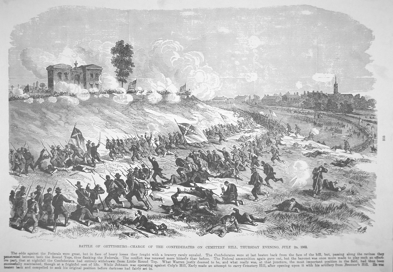 Battle of Gettysburg - Charge of the Confederates on Cemetery Hill, Thursday evening, July 2nd بواسطة المدرسة الأمريكية
