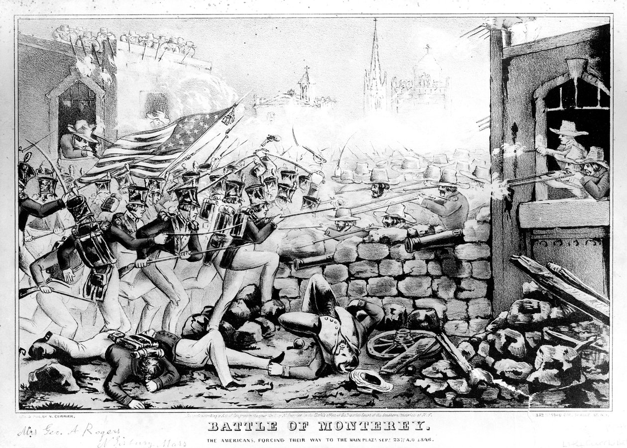 معركة مونتيري: الأمريكيون يشقون طريقهم إلى الساحة الرئيسية ، 23 سبتمبر 1846 ، محفورة ونشرتها ناثانيال كورير (1813-1888) بواسطة المدرسة الأمريكية