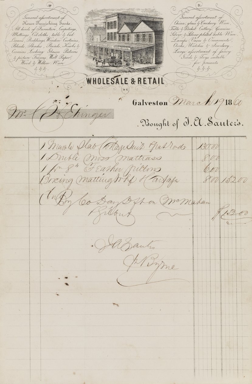 Bill of Sale from J. A. Sauter