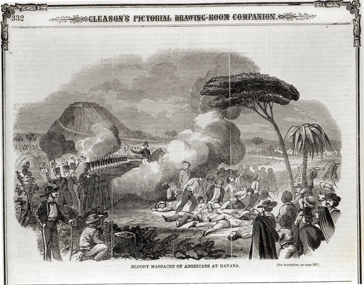 مذبحة دموية للأمريكيين في هافانا ، سبتمبر 1851 ، من "رفيق غرفة الرسم التصويرية لجليسون" بواسطة المدرسة الأمريكية